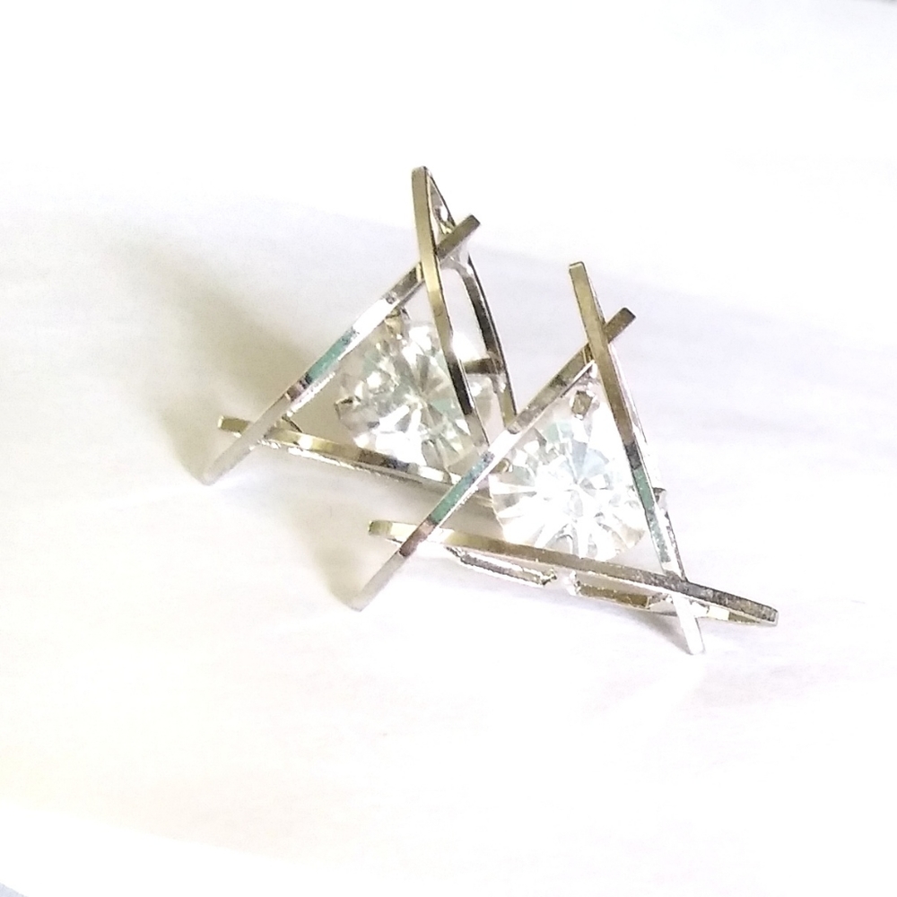 Diamond inspired silver stud earrings